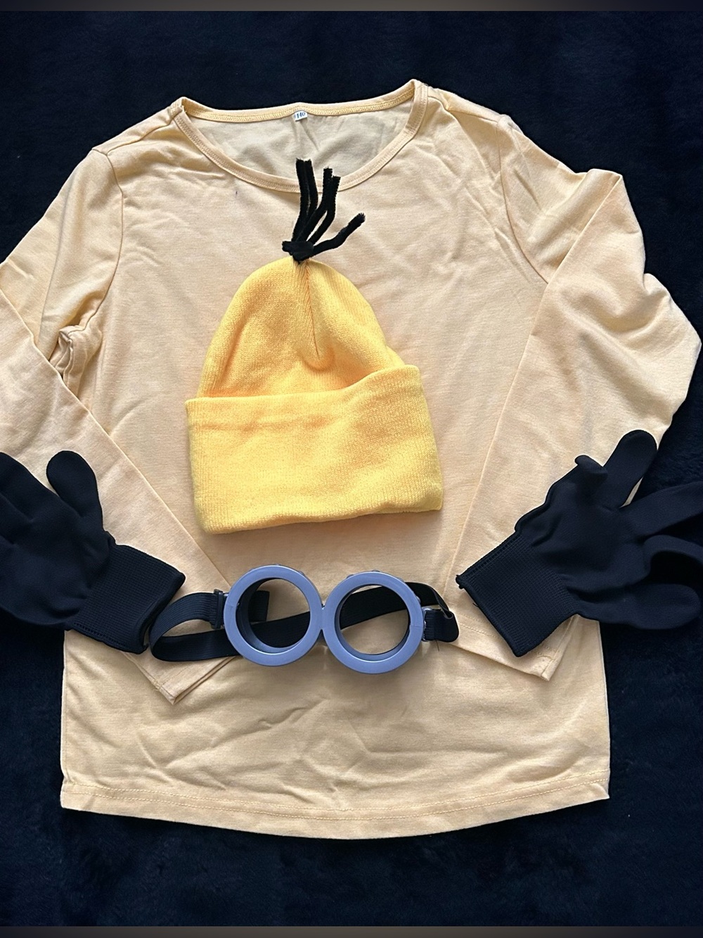 Yellow Kids Minion-Inspired Costume Set - Hat, Shirt, Gloves & Goggles Halloween